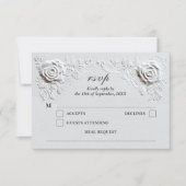 Imitate Embossed Rose Elegantes Skript Hochzeit RSVP Karte (Vorderseite)