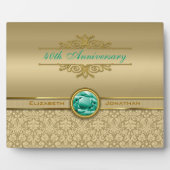 Imitate Emerald Gemstone Metallic Shiny Gold Damas Fotoplatte (Vorderseite)