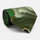 Imitate Emerald Green Marble Agate zeitgenössisch Krawatte (Gerollt)