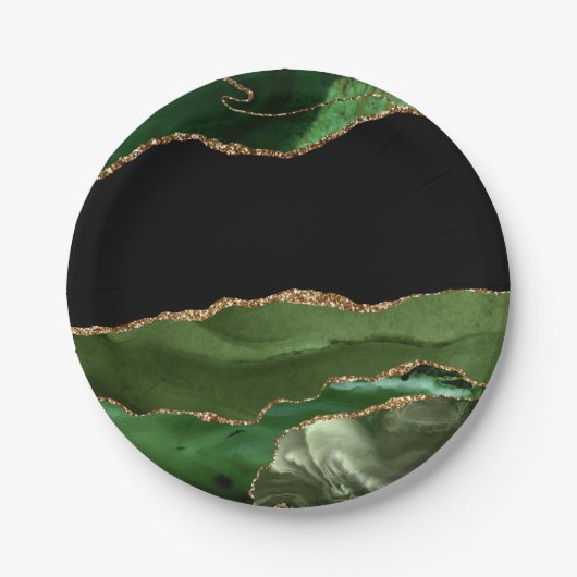 Imitate Emerald Green Marble Agate zeitgenössisch Pappteller (Vorderseite)