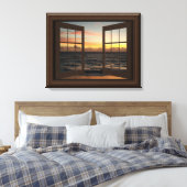 Imitate Fenster Ansicht Entspannen Ocean Sunset Hü Leinwanddruck (Insitu (Schlafzimmer))