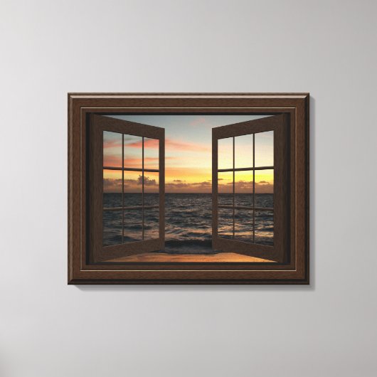 Imitate Fenster Ansicht Entspannen Ocean Sunset Hü Leinwanddruck (Vorderseite)