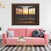 Imitate Fenster Ansicht Entspannen Ocean Sunset Hü Leinwanddruck (Insitu (Wohnzimmer))