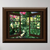 Imitate Fenster Ansicht Friedliche Rose Garten Ent Poster (Vorne)