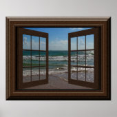 Imitate Fenster Aquamarine Waves Ozeanszene Ruhe Poster (Vorne)