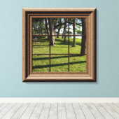 Imitate Fenster Friedliche Landschaft mit Bäumen a Leinwanddruck (Insitu (Holzboden))