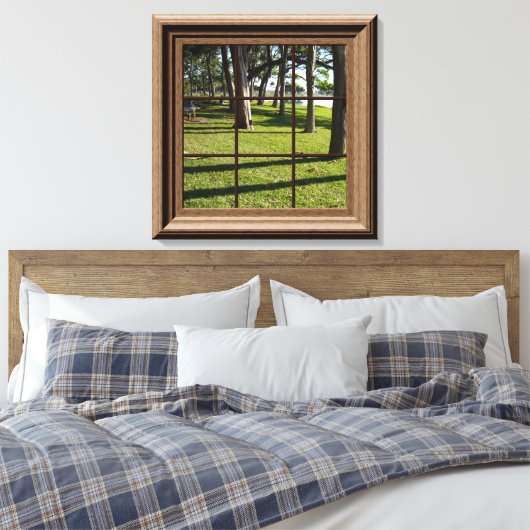 Imitate Fenster Friedliche Landschaft mit Bäumen a Leinwanddruck (Insitu (Schlafzimmer))