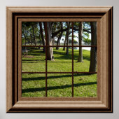 Imitate Fenster Friedliche Landschaft mit Bäumen a Poster (Vorne)