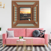 Imitate Fenster mit einer benutzerdefinierten Lein Leinwanddruck (Insitu (Wohnzimmer))