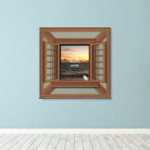 Imitate Fenster mit einer benutzerdefinierten Lein Leinwanddruck (Insitu (Holzboden))