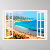 Imitate Fenster mit Strand Poster (Vorne)