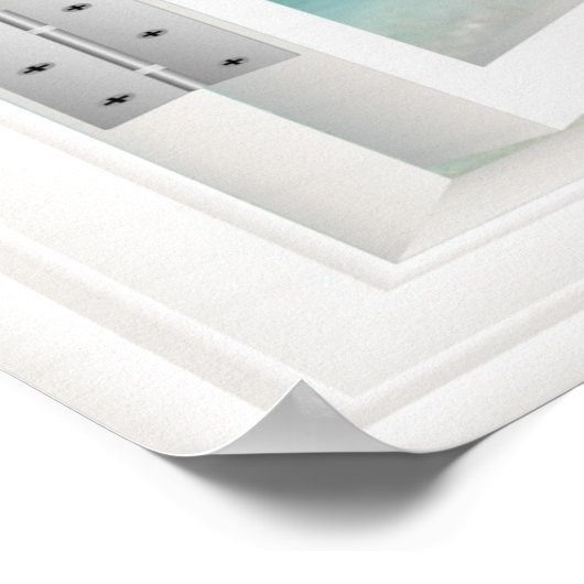 Imitate Fenster mit Strand und Ozean Custom Größe! Poster (Ecke)