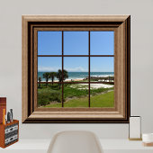 Imitate Fenster Ocean View Palm Trees Beach Tropic Poster