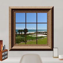 Imitate Fenster Ocean View Palm Trees Beach Tropic