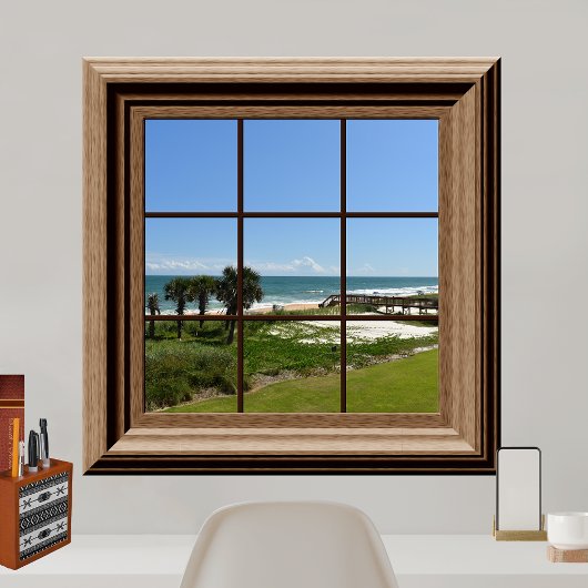 Imitate Fenster Ocean View Palm Trees Beach Tropic Poster