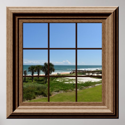 Imitate Fenster Ocean View Palm Trees Beach Tropic Poster (Vorne)