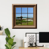 Imitate Fenster Ocean View Palm Trees Beach Tropic Poster (Heimbüro)