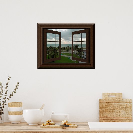 Imitate Fenster Poster Friedlich Ocean Szene Tropi (Küche)