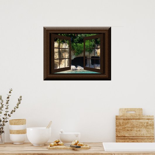 Imitate Fenster Poster Friedliche Wasserhöhle (Küche)