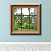 Imitate Fenster Szene Tropical View Leinwand Art (Insitu (Holzboden))
