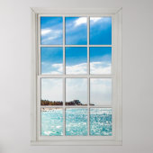 Imitate Fenster Weißes Holz Rahmen Karibik Ansicht Poster (Vorne)