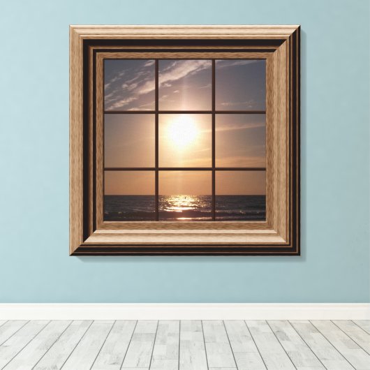 Imitate Fensteransicht Sonnenuntergang Leinwand Wa (Insitu (Holzboden))