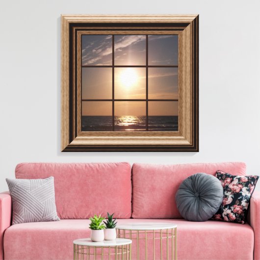 Imitate Fensteransicht Sonnenuntergang Leinwand Wa (Insitu (Wohnzimmer))