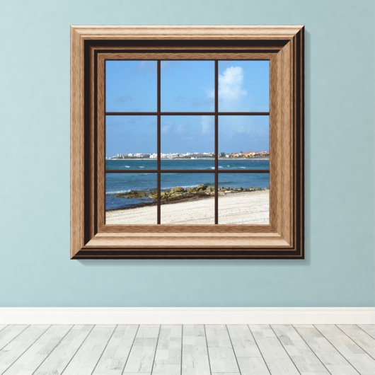 Imitate Fensteransicht Strand Leinwand Wand Kunst (Insitu (Holzboden))