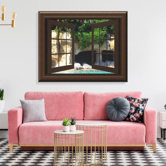 Imitate Fensterfront Wasserhöhle Friedlich Entspan Leinwanddruck (Insitu (Wohnzimmer))