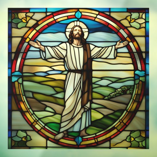 Imitate Festgehalten Glas Jesus mit Waffen weit of Fensteraufkleber (Blatt 3)