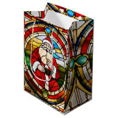 Imitate Festglas Sitzen Santa Napkins Mittlere Geschenktüte (Vorderseite Schrägansicht)