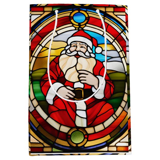 Imitate Festglas Sitzen Santa Napkins Mittlere Geschenktüte (Vorderseite)