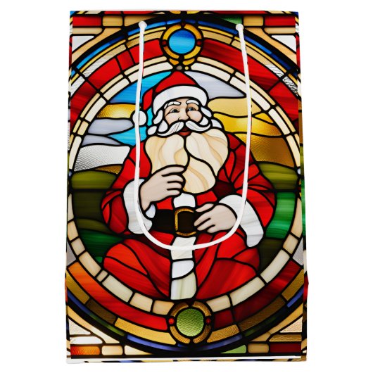 Imitate Festglas Sitzen Santa Napkins Mittlere Geschenktüte (Rückseite)