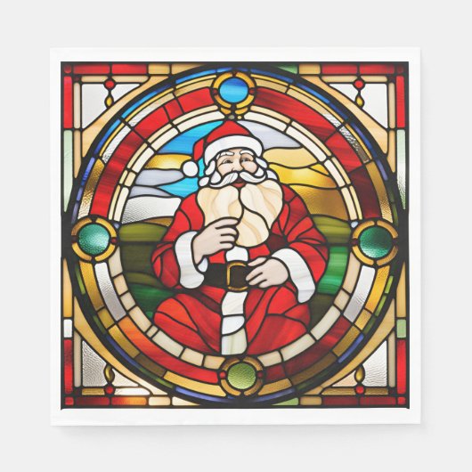 Imitate Festglas Sitzen Santa Napkins Serviette (Vorderseite)