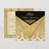 IMITATE Flaps Damask 50 Jahre Einladung 2 (Vorne/Hinten)