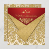 IMITATE Flaps Gold Damask 50 Jahre Einladung (Vorne/Hinten)