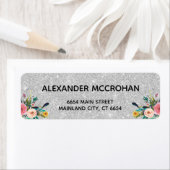 Imitate Floralsilber Glitzer Foil Rücksendeadresse (Insitu)