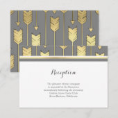 Imitate Foil Golden Arrows Grau Hochzeit Empfang Begleitkarte (Vorne/Hinten)