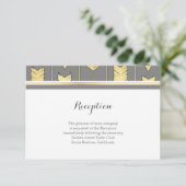 Imitate Foil Golden Arrows Grau Hochzeit Empfang Begleitkarte (Stehend Vorderseite)