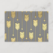 Imitate Foil Golden Arrows Grau Hochzeit Empfang Begleitkarte (Rückseite)