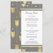 Imitate Foil Golden Arrows Grau Slim Dinner Menü Menükarte (Vorne/Hinten)