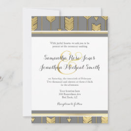 Imitate Foil Golden Arrows Gray Wedding Einladung