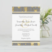 Imitate Foil Golden Arrows Gray Wedding Einladung (Stehend Vorderseite)