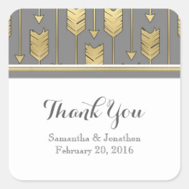 Imitate Foil Golden Arrows Gray Wedding Vielen Dan Quadratischer Aufkleber