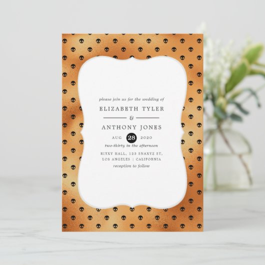 Imitate Foil Halloween Hochzeit Einladung (Stehend Vorderseite)