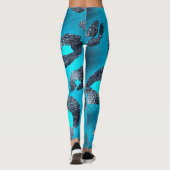 Imitate Foil Shiny Look Silver & Blue Leopard Prin Leggings (Rückseite)