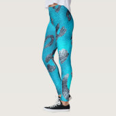 Imitate Foil Shiny Look Silver & Blue Leopard Prin Leggings (Links)