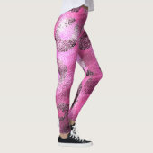 Imitate Foil Shiny Look Silver & Pink Leopard Prin Leggings (Rechts)