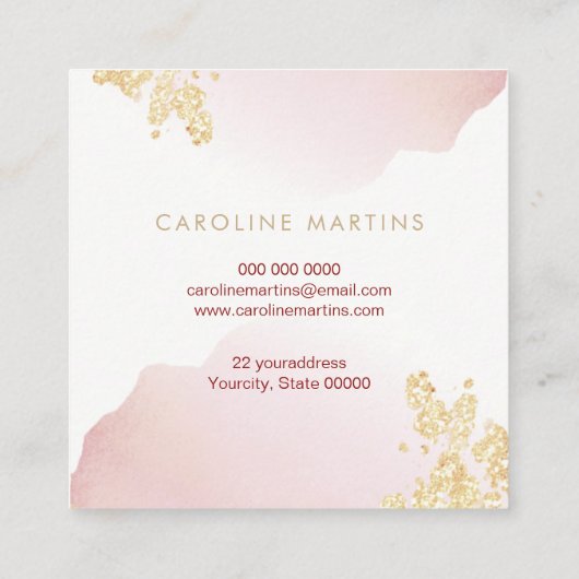 IMITATE Folie Aquarellblau Quadratische Visitenkarte (Rückseite)