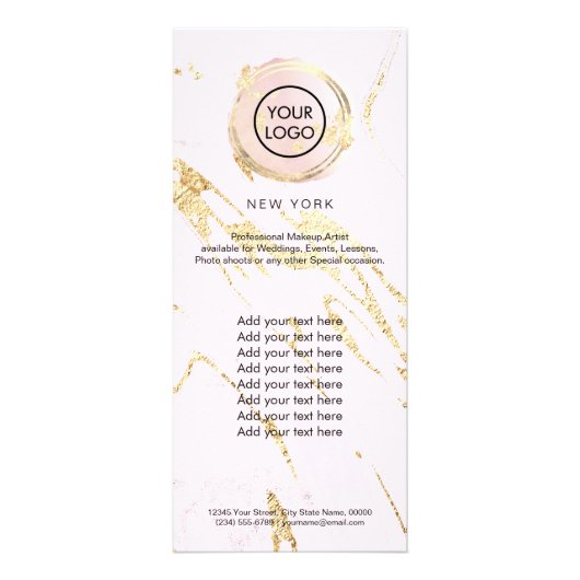 Imitate-Folie auf der hellrosa Rackkarte Werbekarte (Vorne)